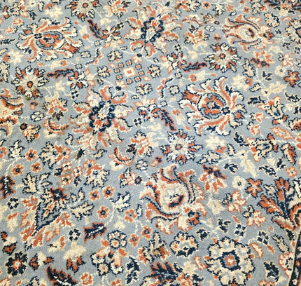 Kashan Traditional Medallion Area Rug – Ice Blue & Terracotta (140cm x 195cm) - Yatva