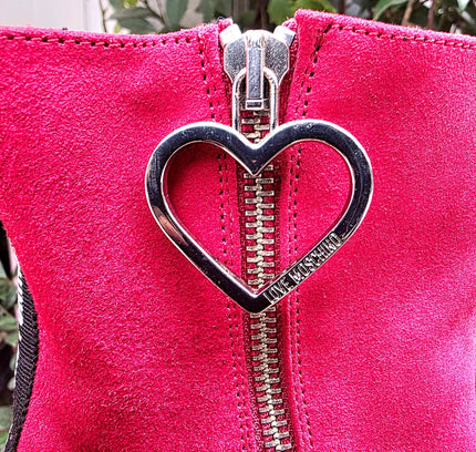 Love Moschino Red Suede Ankle Boots - Yatva
