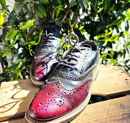Marco Tozzi Burgundy & Navy Wingtip Brogues Shoes - Yatva