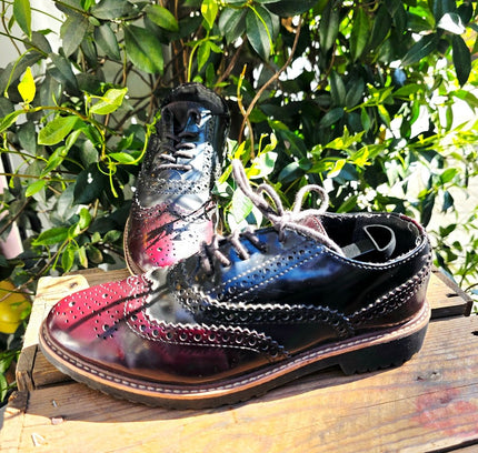 Marco Tozzi Burgundy & Navy Wingtip Brogues Shoes - Yatva