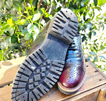Marco Tozzi Burgundy & Navy Wingtip Brogues Shoes - Yatva