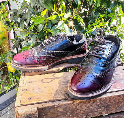 Marco Tozzi Burgundy & Navy Wingtip Brogues Shoes - Yatva