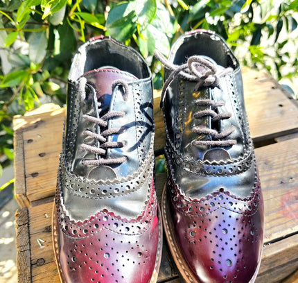 Marco Tozzi Burgundy & Navy Wingtip Brogues Shoes - Yatva