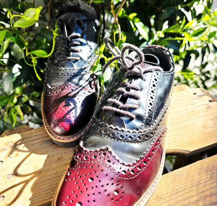 Marco Tozzi Burgundy & Navy Wingtip Brogues Shoes - Yatva
