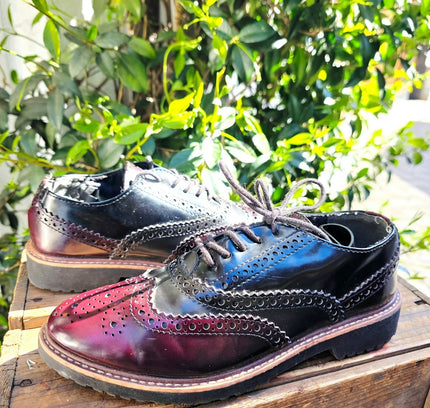 Marco Tozzi Burgundy & Navy Wingtip Brogues Shoes - Yatva