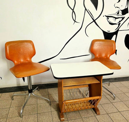 Pair of Mid Century Orange Giroflex Swivel Chairs – 1970s Space Age Retro - Yatva