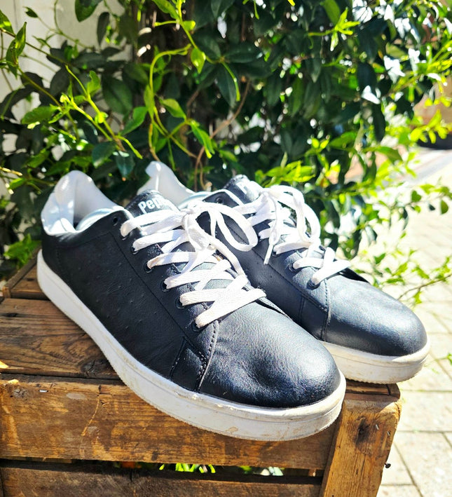 Peperoni Men’s Classic Black & White Street Sneakers / Trainers - Yatva