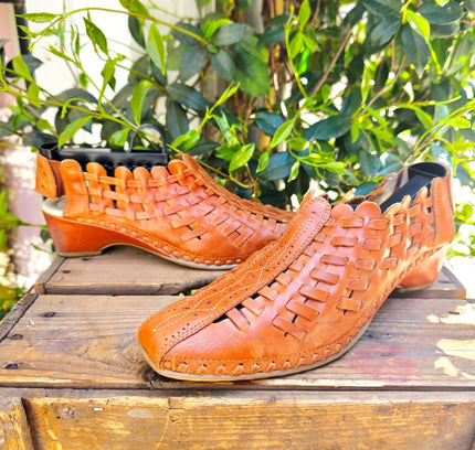 Pikolinos Romana Woven Leather Slingback Sandals – Brandy - Yatva
