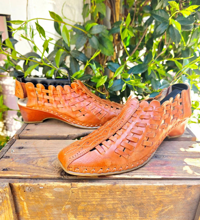 Pikolinos Romana Woven Leather Slingback Sandals – Brandy - Yatva