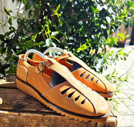 Rare Deadstock Brand New 70s Saxone Arendal Fisherman Sandals Shoes - Yatva