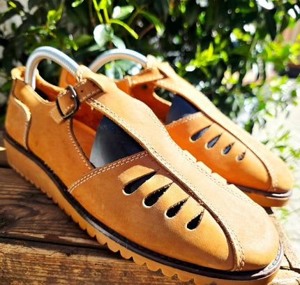 Rare Deadstock Brand New 70s Saxone Arendal Fisherman Sandals Shoes - Yatva