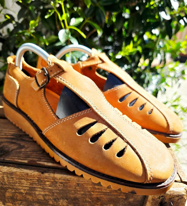 Rare Deadstock Brand New 70s Saxone Arendal Fisherman Sandals Shoes - Yatva