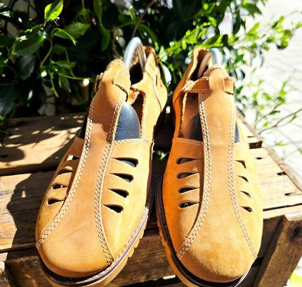 Rare Deadstock Brand New 70s Saxone Arendal Fisherman Sandals Shoes - Yatva