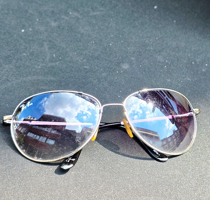 Ray-Ban Silver Aviator Sunglasses with Purple Gradient Lenses (Pre-Owned) - Yatva