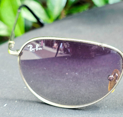 Ray-Ban Silver Aviator Sunglasses with Purple Gradient Lenses (Pre-Owned) - Yatva