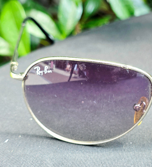 Ray-Ban Silver Aviator Sunglasses with Purple Gradient Lenses (Pre-Owned) - Yatva