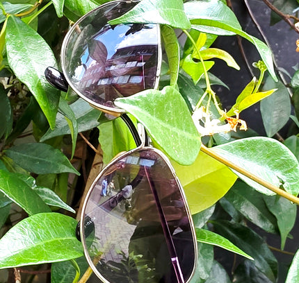 Ray-Ban Silver Aviator Sunglasses with Purple Gradient Lenses (Pre-Owned) - Yatva