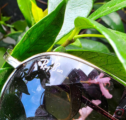 Ray-Ban Silver Aviator Sunglasses with Purple Gradient Lenses (Pre-Owned) - Yatva