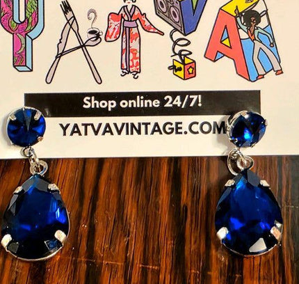 Retro Brand New Royal Blue Drop Earrings - Yatva