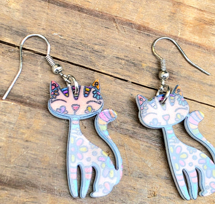 Retro Cat Pierced Earrings - Yatva