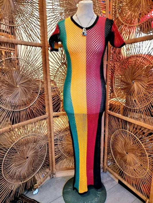 Retro Jamaican Rasta Maxi Dress - Yatva