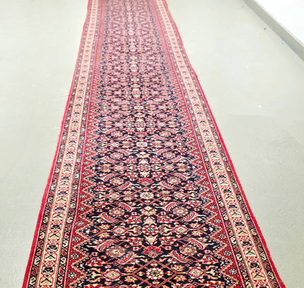 Stunning 18ft Antique Persian Bidjar Hallway Runner - Hand - Knotted Wool - Yatva