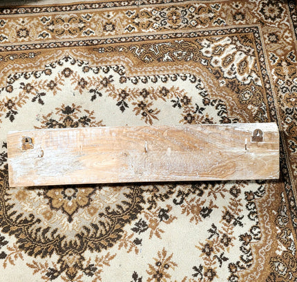 Unique Wooden Wall Coat Rack with wrought iron hooks - Yatva
