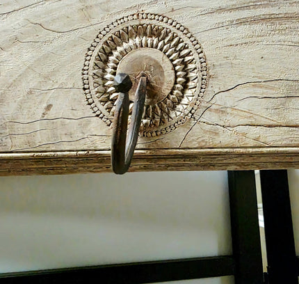 Unique Wooden Wall Coat Rack with wrought iron hooks - Yatva