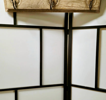 Unique Wooden Wall Coat Rack with wrought iron hooks - Yatva