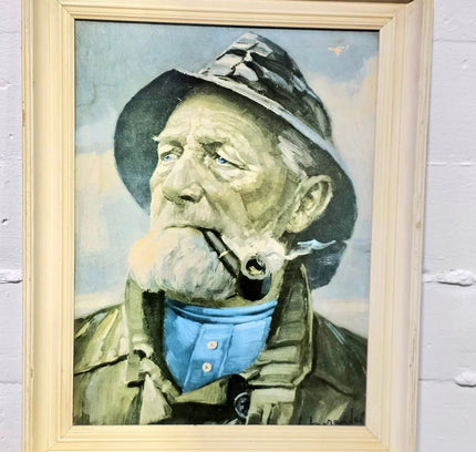 Vintage 1920s 'Heinrich Haerendel' Old Fisherman Framed Painting - Yatva