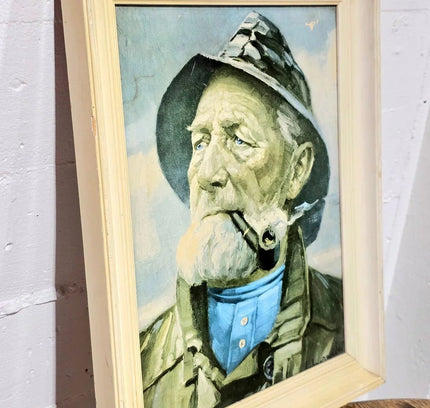 Vintage 1920s 'Heinrich Haerendel' Old Fisherman Framed Painting - Yatva