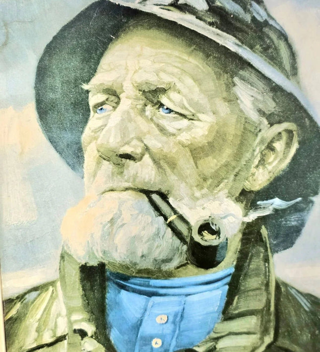 Vintage 1920s 'Heinrich Haerendel' Old Fisherman Framed Painting - Yatva