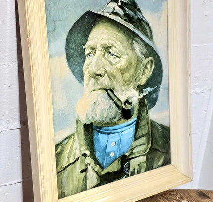 Vintage 1920s 'Heinrich Haerendel' Old Fisherman Framed Painting - Yatva