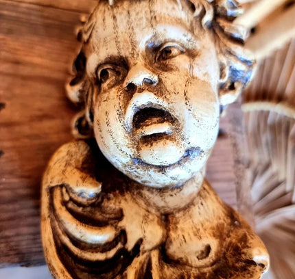Vintage 1950's German Carved Wood Cherub Angel Head Wood Cherub - Yatva