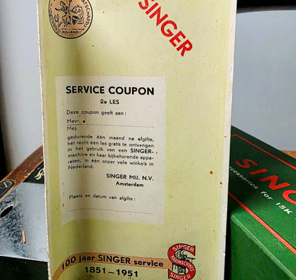 Vintage 1951 Singer 15K88 Hand Crank Sewing Machine | Kilbowie Scotland | Dutch Manual & Accessories - Yatva