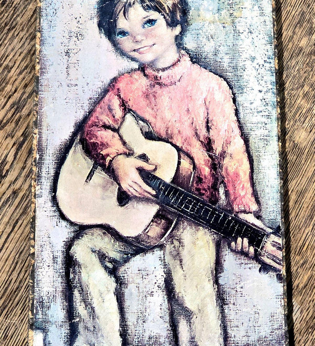 Vintage 1960 Signed Children Art Wall Decor - Yatva