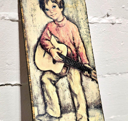 Vintage 1960 Signed Children Art Wall Decor - Yatva