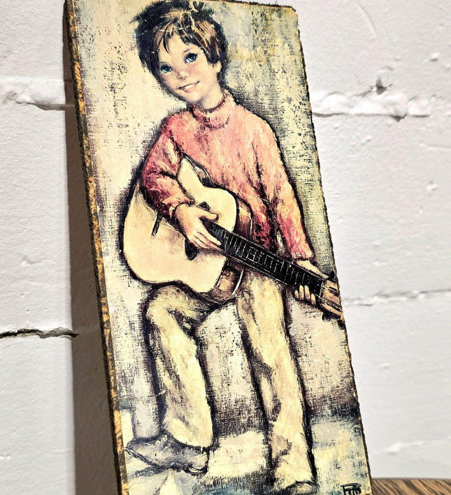 Vintage 1960 Signed Children Art Wall Decor - Yatva