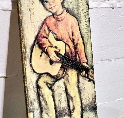 Vintage 1960 Signed Children Art Wall Decor - Yatva