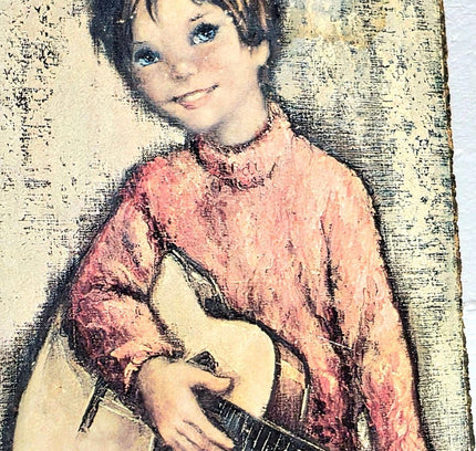 Vintage 1960 Signed Children Art Wall Decor - Yatva