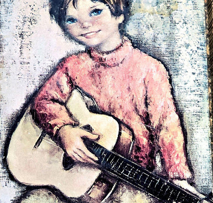 Vintage 1960 Signed Children Art Wall Decor - Yatva