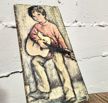 Vintage 1960 Signed Children Art Wall Decor - Yatva
