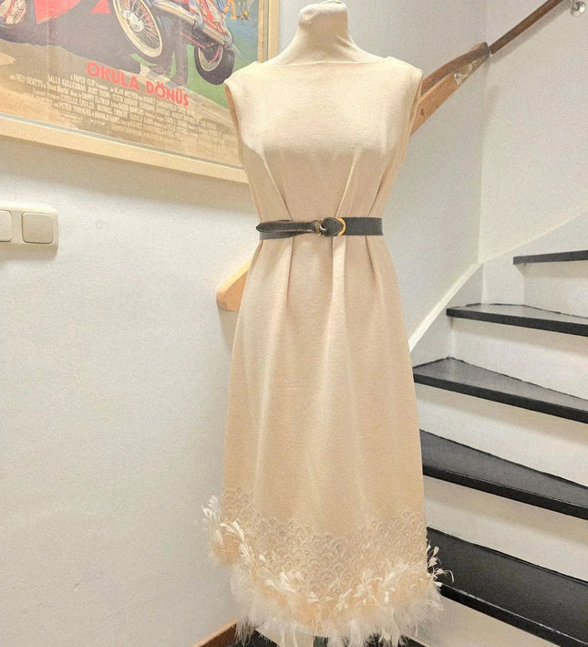 Vintage 1960's / 1970's Aima feathered Dress - Yatva