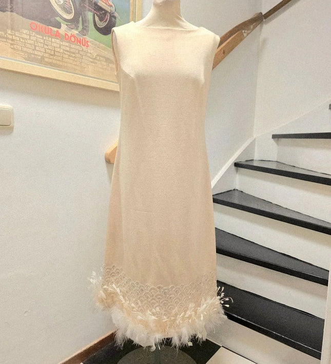 Vintage 1960's / 1970's Aima feathered Dress - Yatva