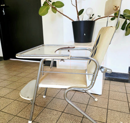 Vintage 1960s Convertible Chrome High Chair & Play Table Set - Yatva