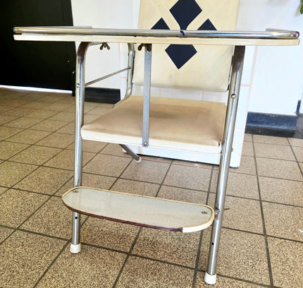 Vintage 1960s Convertible Chrome High Chair & Play Table Set - Yatva