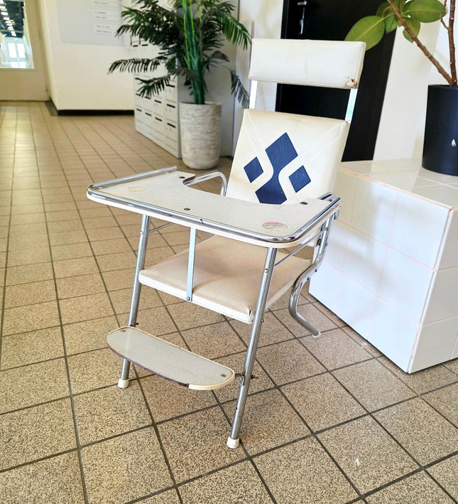 Vintage 1960s Convertible Chrome High Chair & Play Table Set - Yatva
