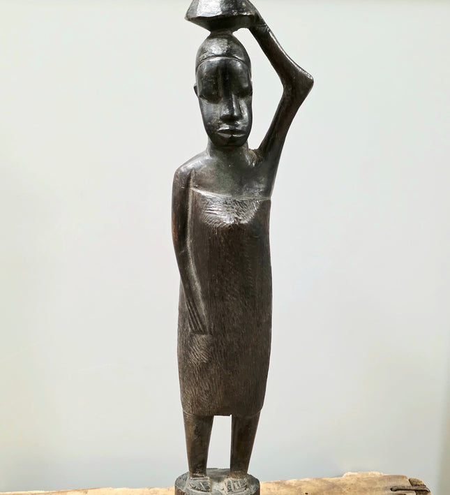 Vintage 1960s Hand-carved African Ebony Wood Sculpture - Yatva