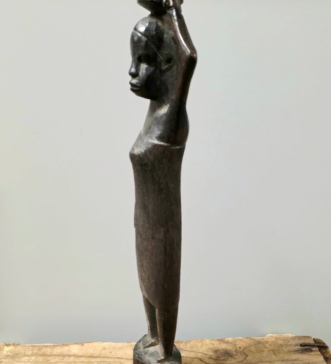 Vintage 1960s Hand-carved African Ebony Wood Sculpture - Yatva