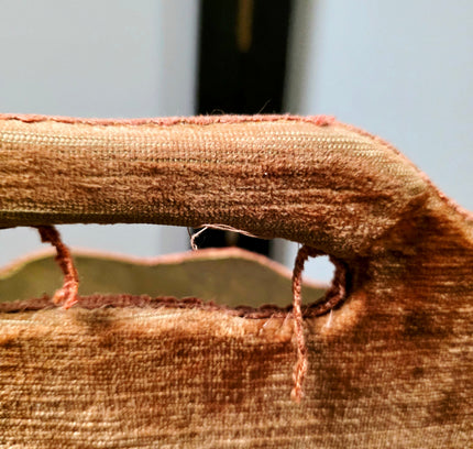 Vintage 1960s Terracotta Velvet Magazine Rack – Mid-Century Hollywood Regency Fabric Covered Newspaper Basket - Yatva